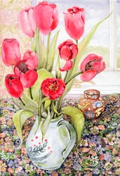 Tulips in a Rye Jug